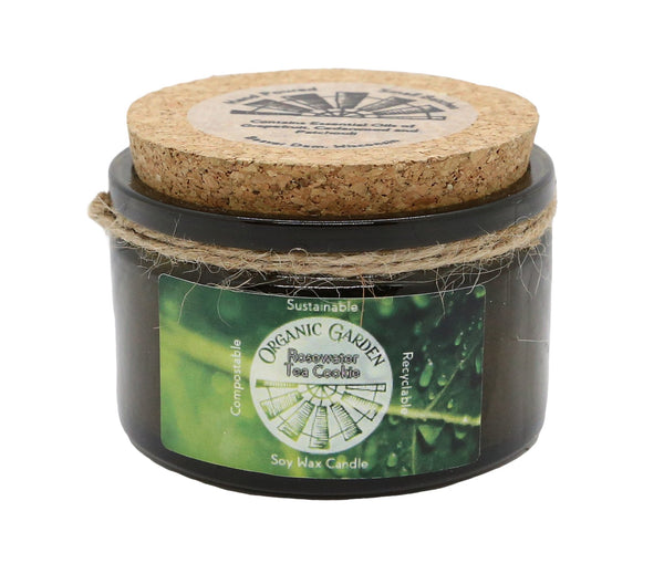 Rosewater Tea Cookie 4 oz Soy Blend Organic Garden  Jar Candle